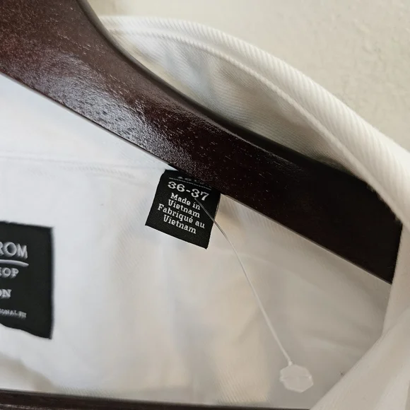 Nordstrom White Button Down Shirt 16 1/2 36-37 Business Casual Neutral - Picture 7 of 10